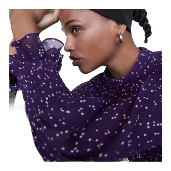 ZARA PURPLE SMOCKED
WAIST & CUFFS POLKA DOT
MINI JUMPERSUITE DRESS SIZE MEDIUM - Picture 8 of 11